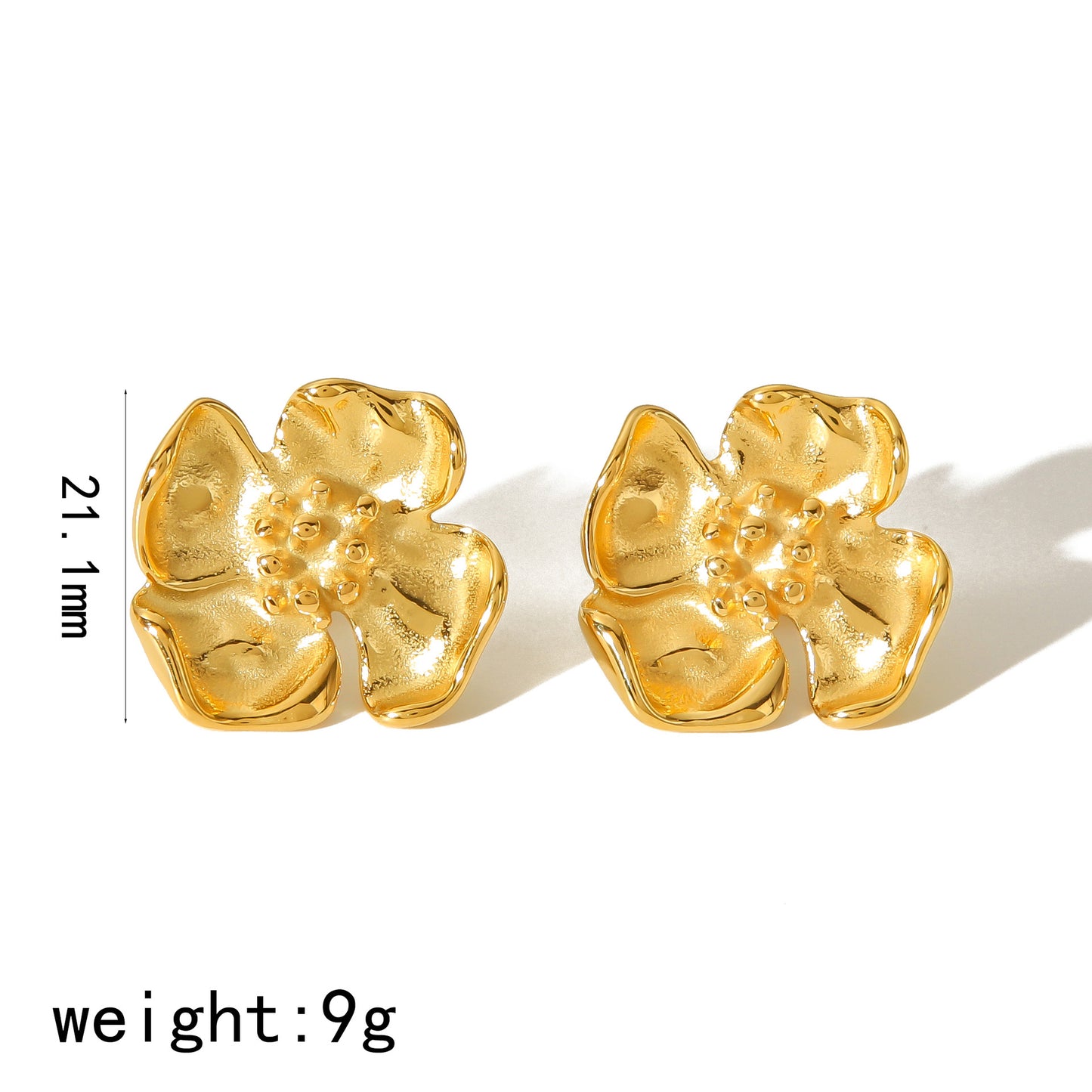 Gold Flower Female Niche Exaggerated Stainless Earrings