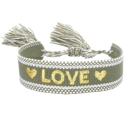 Women's & Men's Couple Letter Embroidery Wrist Strap Tassel Bracelets