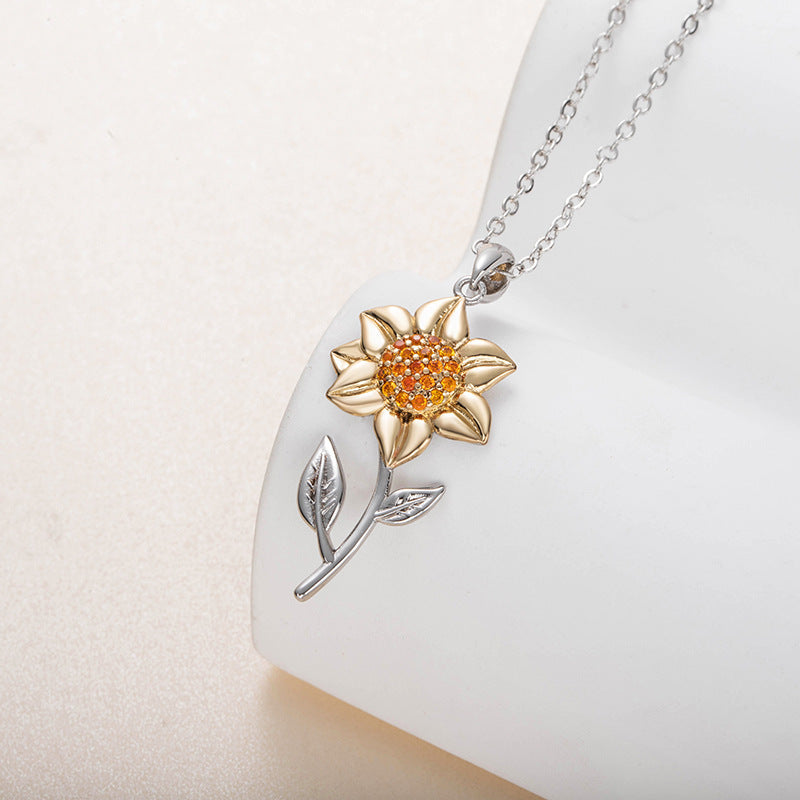 Sunflower Flower Leaves Two-color For Girlfriend Pendants