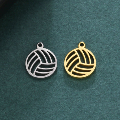 Cut Stainless Steel Smooth Volleyball Golden Pendants