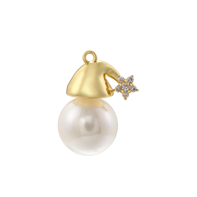 Gold Bow Jingling Bell Star Pearl Pendants