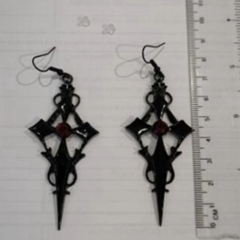 Exaggerated Cross Rhinestone Gothic Punk Hour Earrings