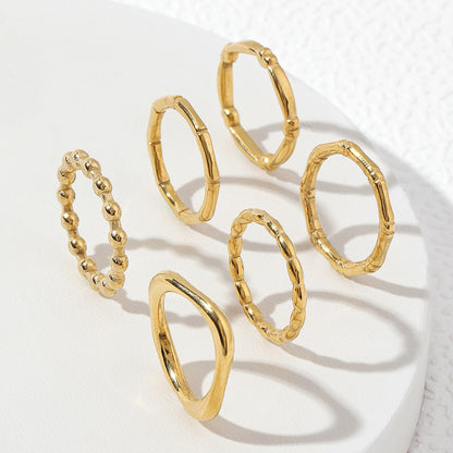 Steel Bamboo Female Six Pattern Niche Rings