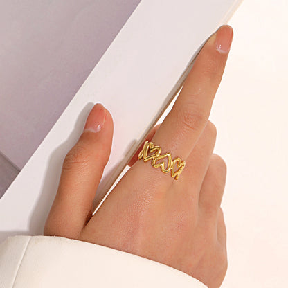 Steel Stitching Love Style Popular Gold-plated Temperament Rings