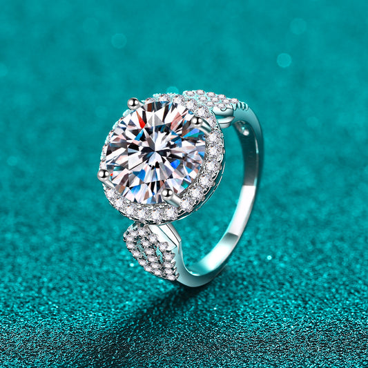 Women's Sier Karat Round Bag Moissanite Elegant Rings
