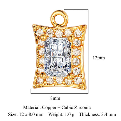 Drop Copper Zircon Square Ornament Accessories Pendants