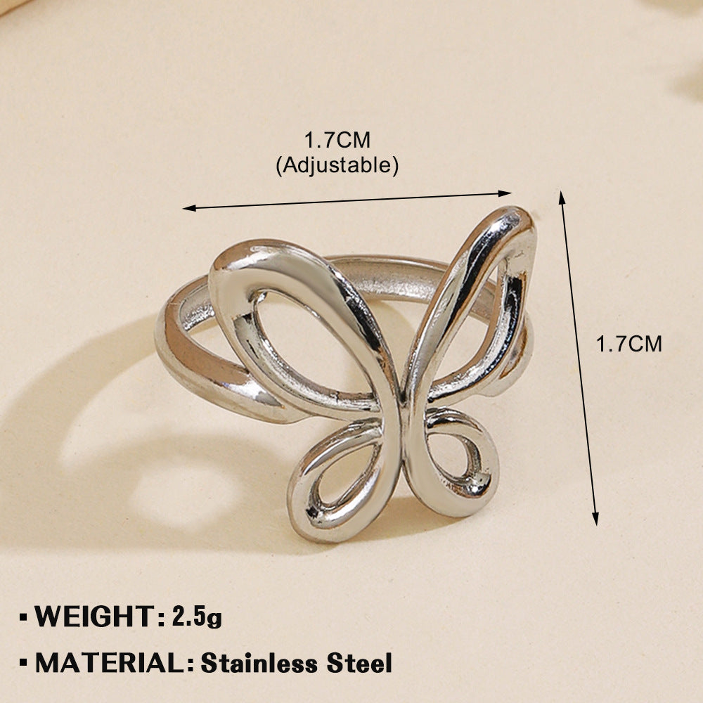 Women's Fashionable Elegant Stainless Steel Love Heart-shaped Rings