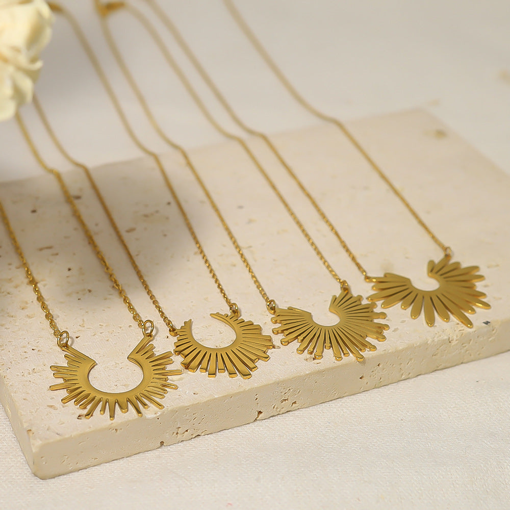 Sunflower Series Suit Gold Titanium Steel Choker Necklaces