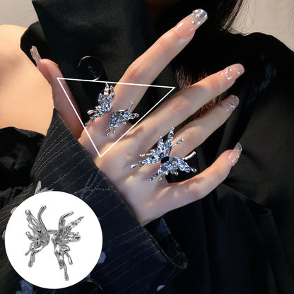 Female High Profile Fashion Creative Sier Opening Niche Rings