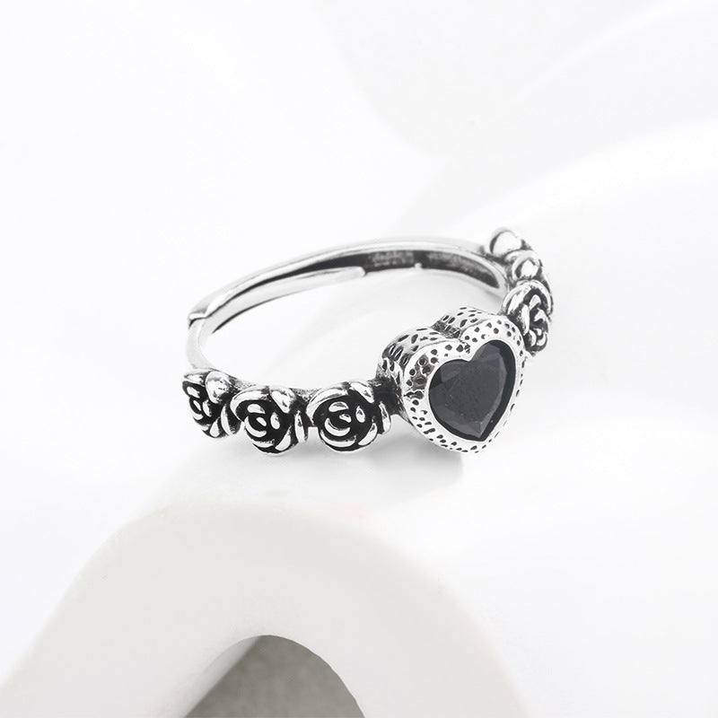 Sweet Rose Colored Loving Heart Zircon Rings