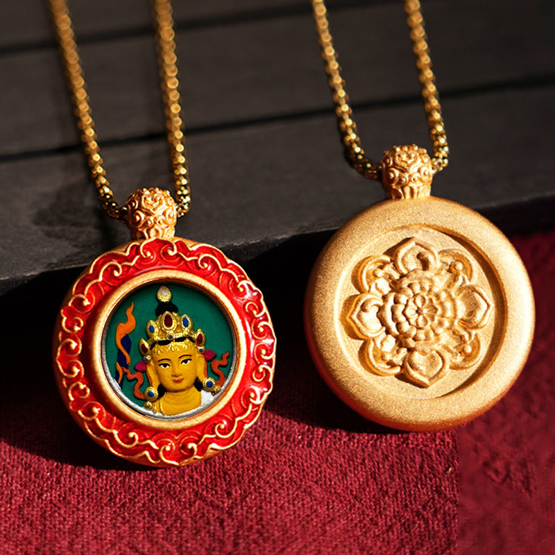 Three-dimensional Tibetan Style Fifth Master Brass Painted Wipe Pendants