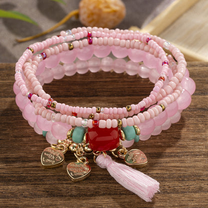 Women's Fashion Jewelry Bohemian Multilayer Crystal Beads Pendants