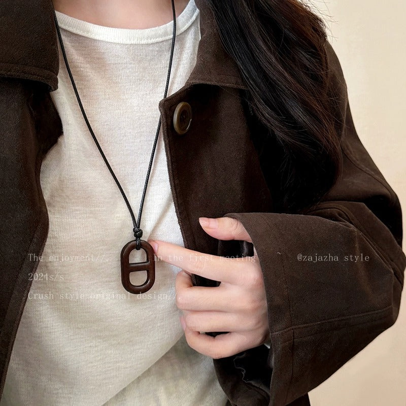 Women's Nose Ebony Chain Long Sweater Autumn Necklaces