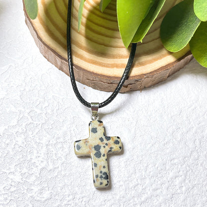 Crystal Cross Fashion Ornament Accessories Leather Rope Pendants