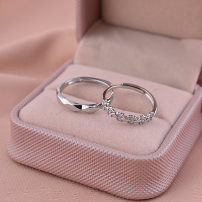 Women's & Men's For Love Couple One Pair Niche Rings