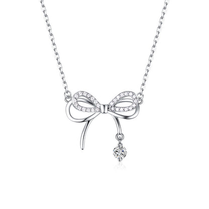 Sterling Sier Bow Female Fan Butterfly Dream Niche Necklaces