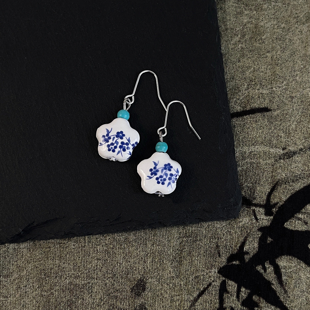 Blue White Porcelain Series Hand-made Personality Earrings