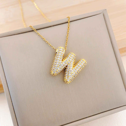 Women's Letter Hip Hop Full Zircon Exquisite Necklaces