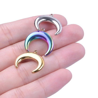 Sier Golden Crescent Titanium Steel Colorful Pendants