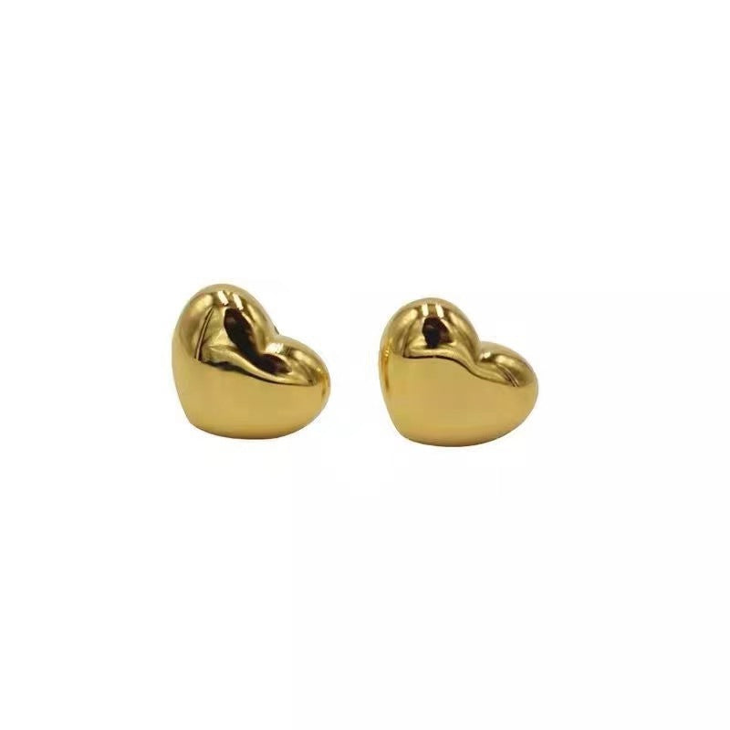 Gold Love Heart Female Niche High Earrings