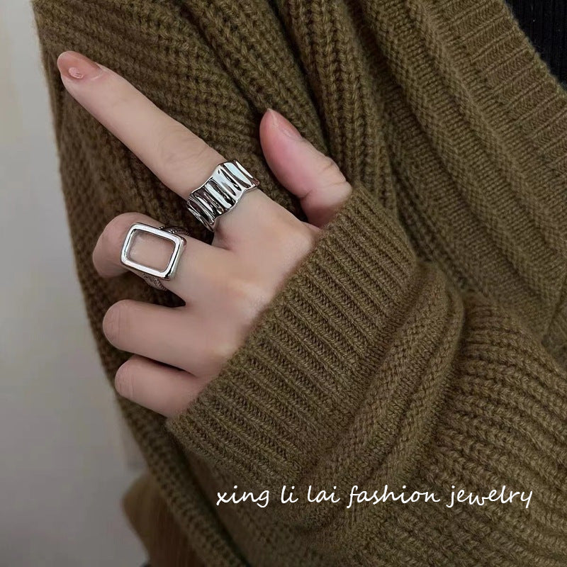 Square Fashion Style Female Design Adjustable Rings