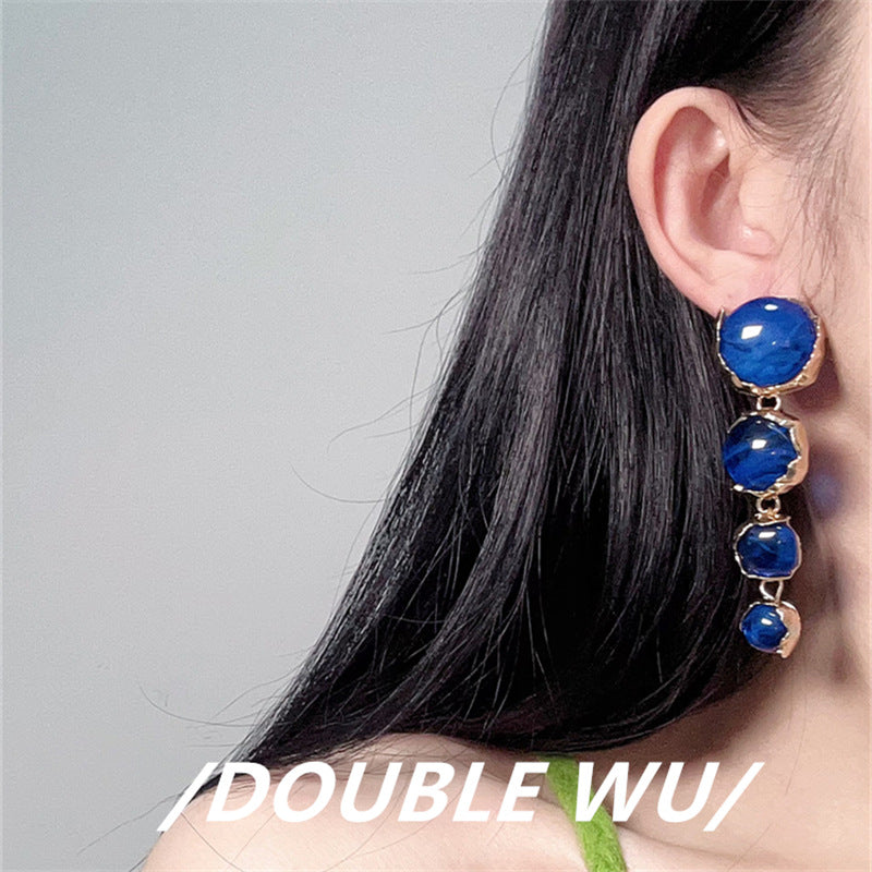 Women's Long Round Translucent Resin High-grade Geometric Earrings