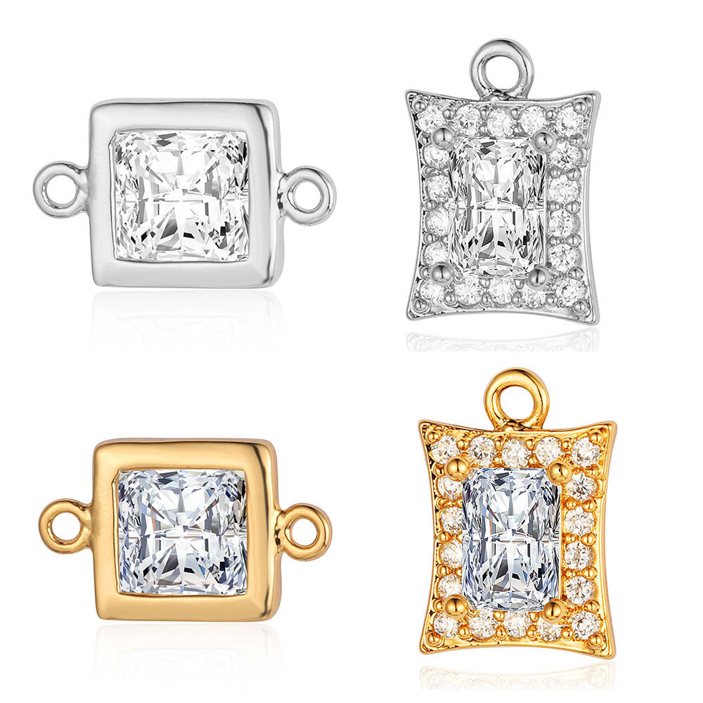 Drop Copper Zircon Square Ornament Accessories Pendants