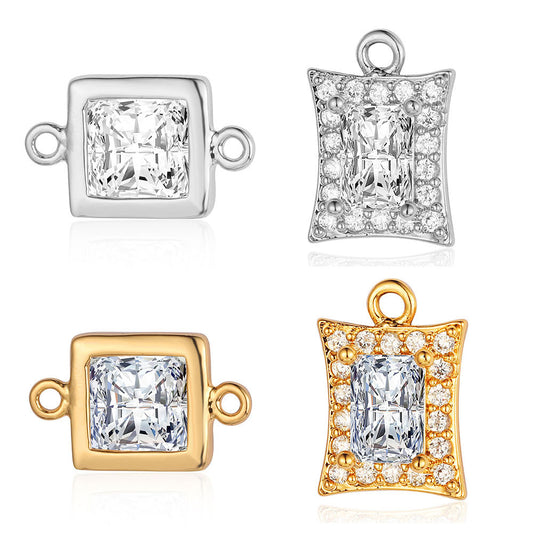 Drop Copper Zircon Square Ornament Accessories Pendants