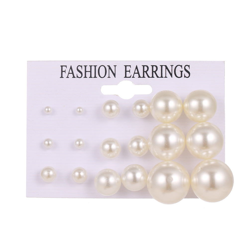 Women's Korean Jewelry Pairs Pearl Suit Fashion Earrings