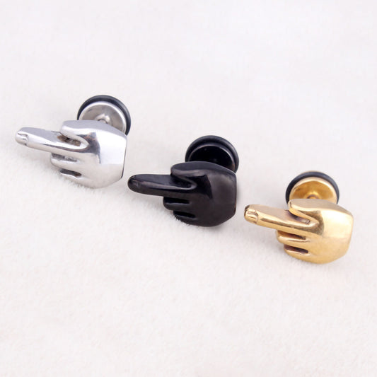 Men's Personality Middle Finger For Hip Hop Earrings