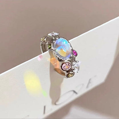 Opal Moonstone Colored Gems Zircon Pink Diamond Female Rings
