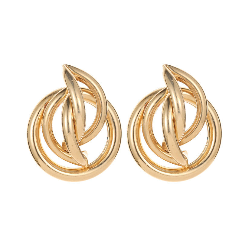 Exaggerated Geometry Female Style Alloy Winding Earrings