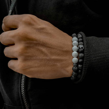 Men's Beaded Suit Haematite Cross Dumbbell Zircon Bracelets