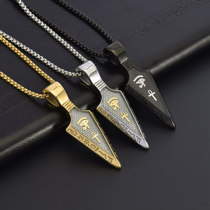 Men's Stainless Steel Carbon Fiber Spearhead Horus Pendants