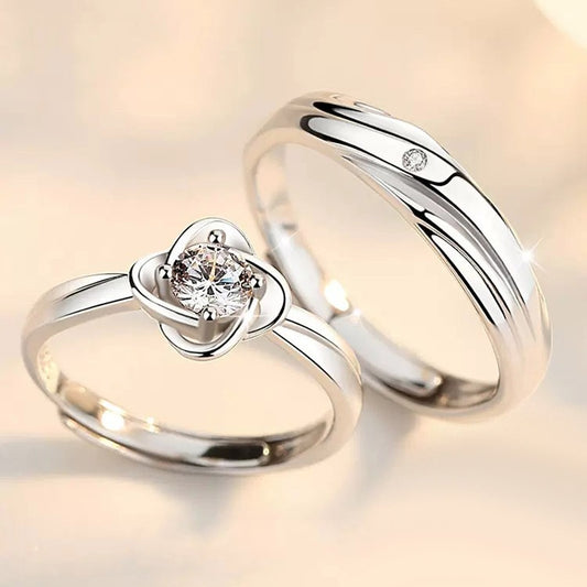Couple Female Male Sterling Sier Hipster Rings