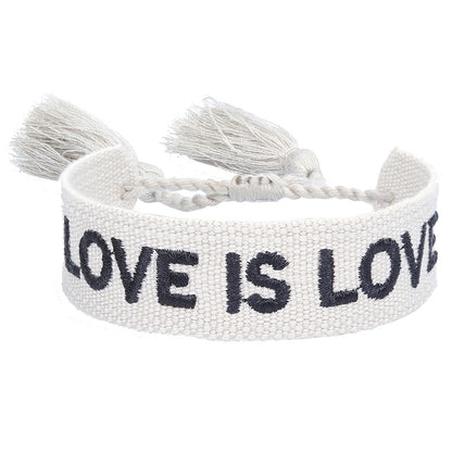 Women's & Men's Couple Letter Embroidery Wrist Strap Tassel Bracelets