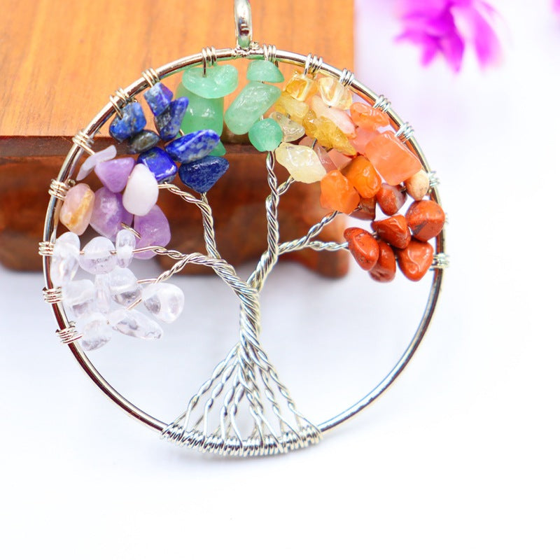 Natural Crystal Gravel Winding Colorful Tree Of Pendants