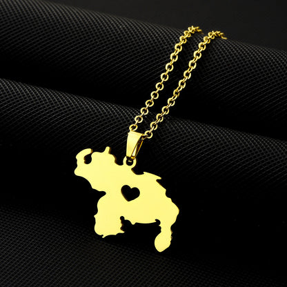 Women's & Men's Heart-shaped Venezuela Map Fashion Couple Titanium Necklaces