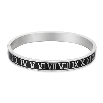 Women's & Men's Fashion Roman Numerals Stainless Steel White Bracelets