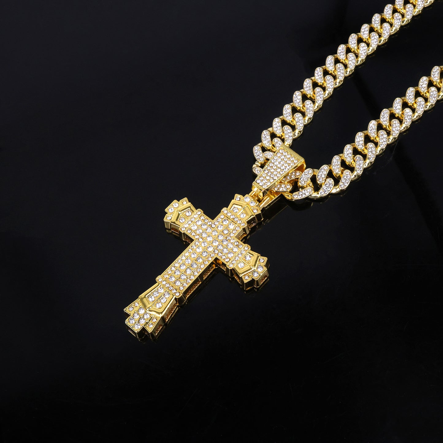 Men's Cross Diamond Alloy Personality Hipster Hip Hop Pendants