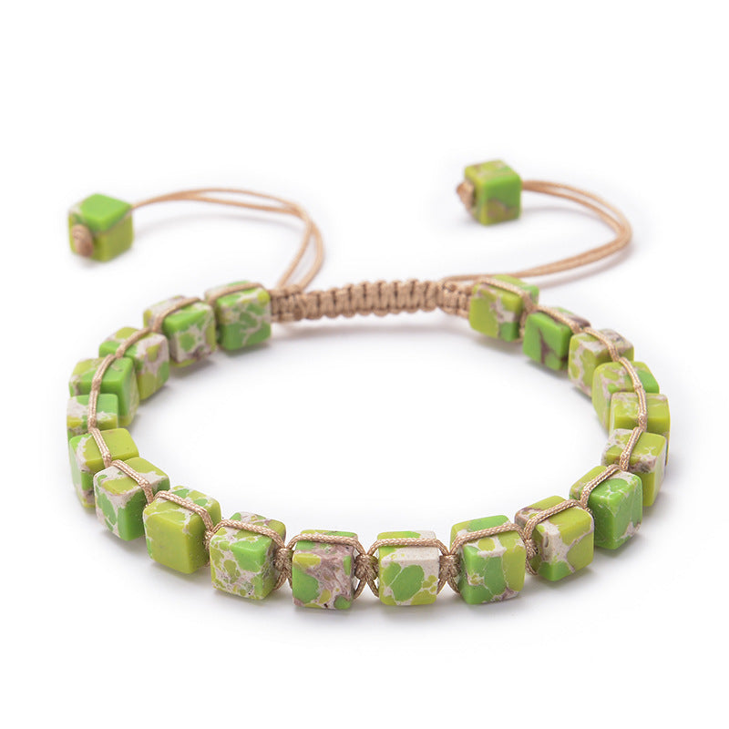 Square Emperor Stone Woven Colorful Natural Female Bracelets