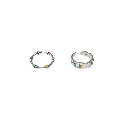Color Flowers Openings Sense Rainbow Female Rings