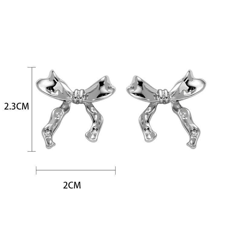 Women's Style Bowknot For Temperament Wild Delicate Sier Earrings