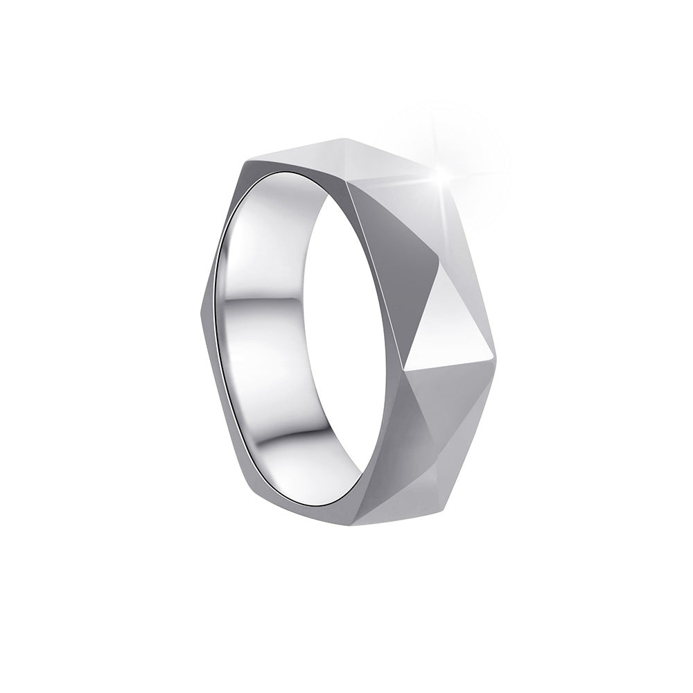Men's Titanium Steel Ornament Diamond Cut Simple Rings