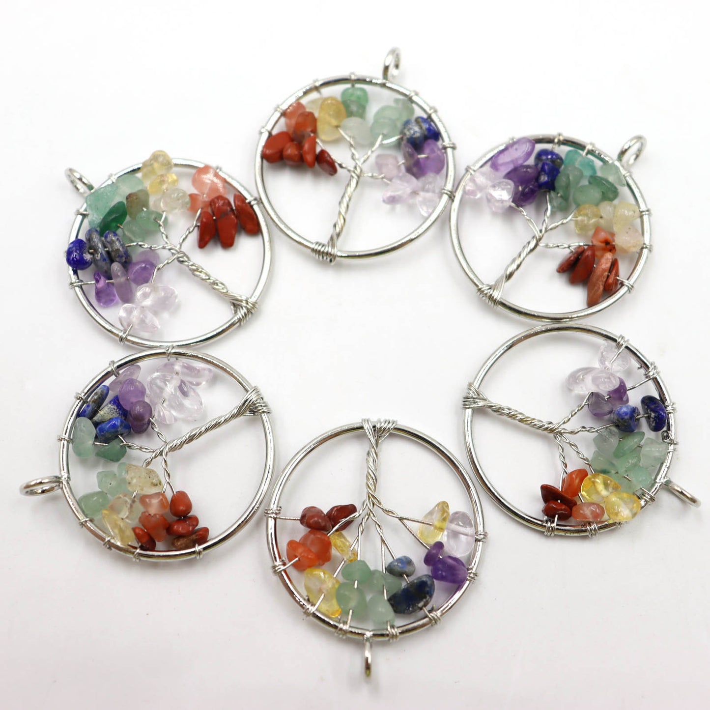 Natural Crystal Gravel Winding Colorful Tree Of Pendants