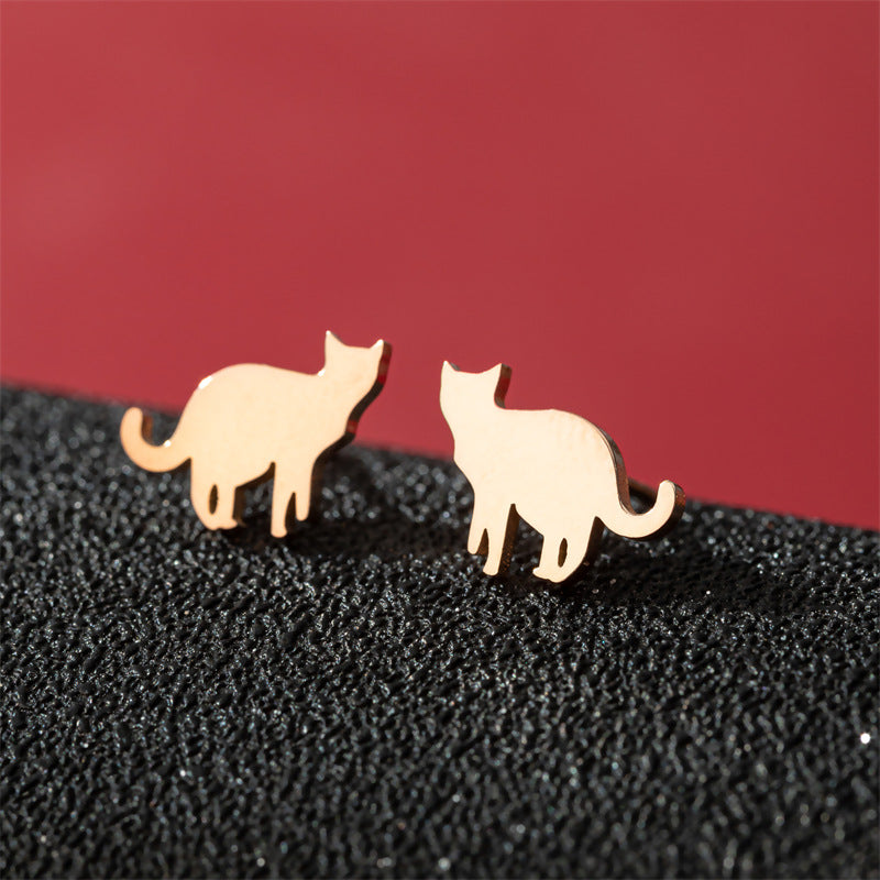 Fashion Small Ear Female Cute Stainless Steel Animal Pet Earrings