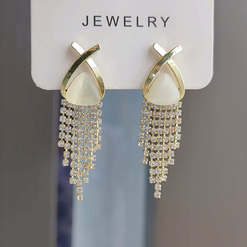 Women's Sier Love Tassel Long Temperament Wild Elegant Earrings