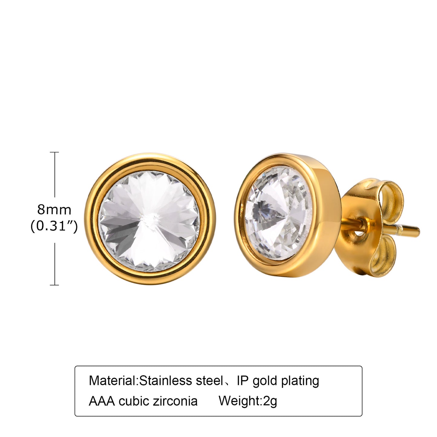 Women's Fashion Korean Jewelry Stainless Steel Zircon Earrings