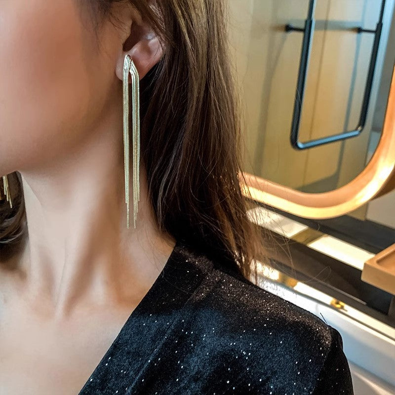 Korean Style Fashionable Long Elegant Advanced Earrings