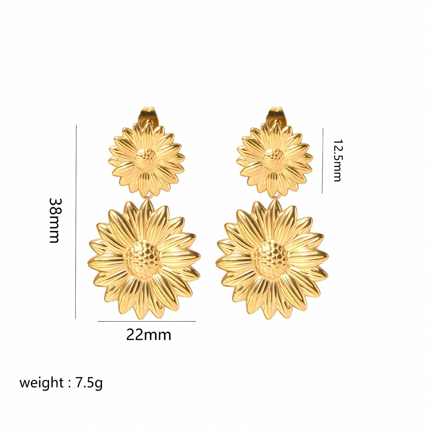 Gold Flower Female Niche Exaggerated Stainless Earrings